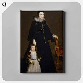 アートパネル-Dona Antonia de Ipenarrieta y Galdos and her Son - ディエゴ ベラスケス Canvas.