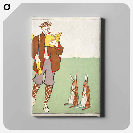アートパネル-Man reading a book with Hares - エドワード ペンフィールド Canvas.
