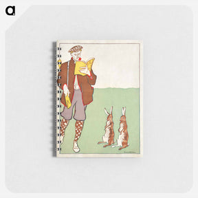アートメモ帳-Man reading a book with Hares - エドワード ペンフィールド Memo.