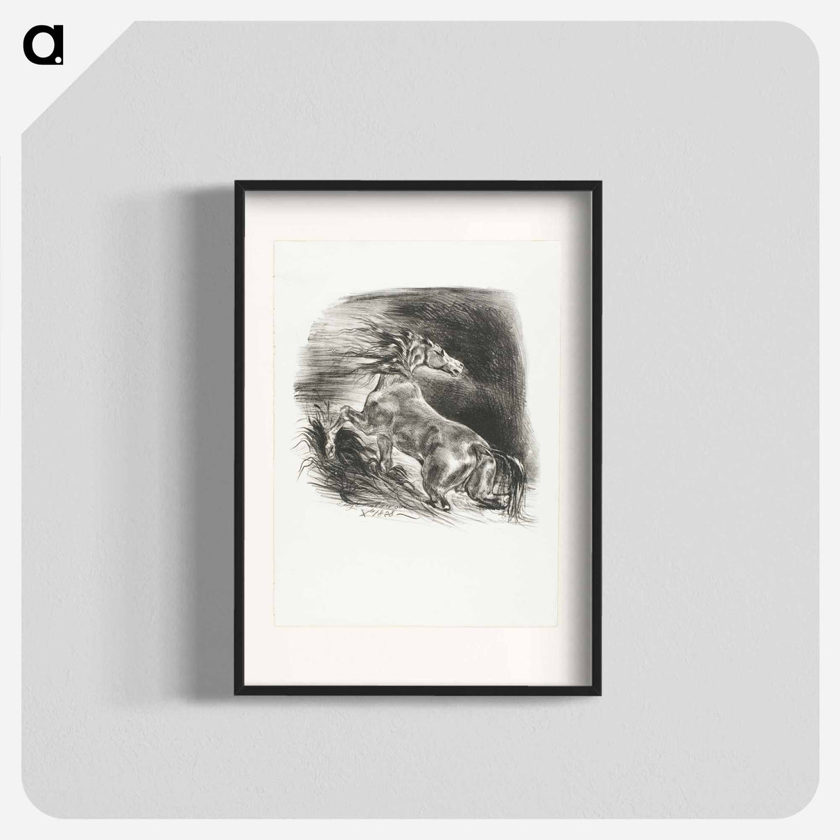 Wild Horse, or Frightened Horse Leaving the Water - ウジェーヌ ドラクロワ Poster.