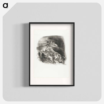 Wild Horse, or Frightened Horse Leaving the Water - ウジェーヌ ドラクロワ Poster.