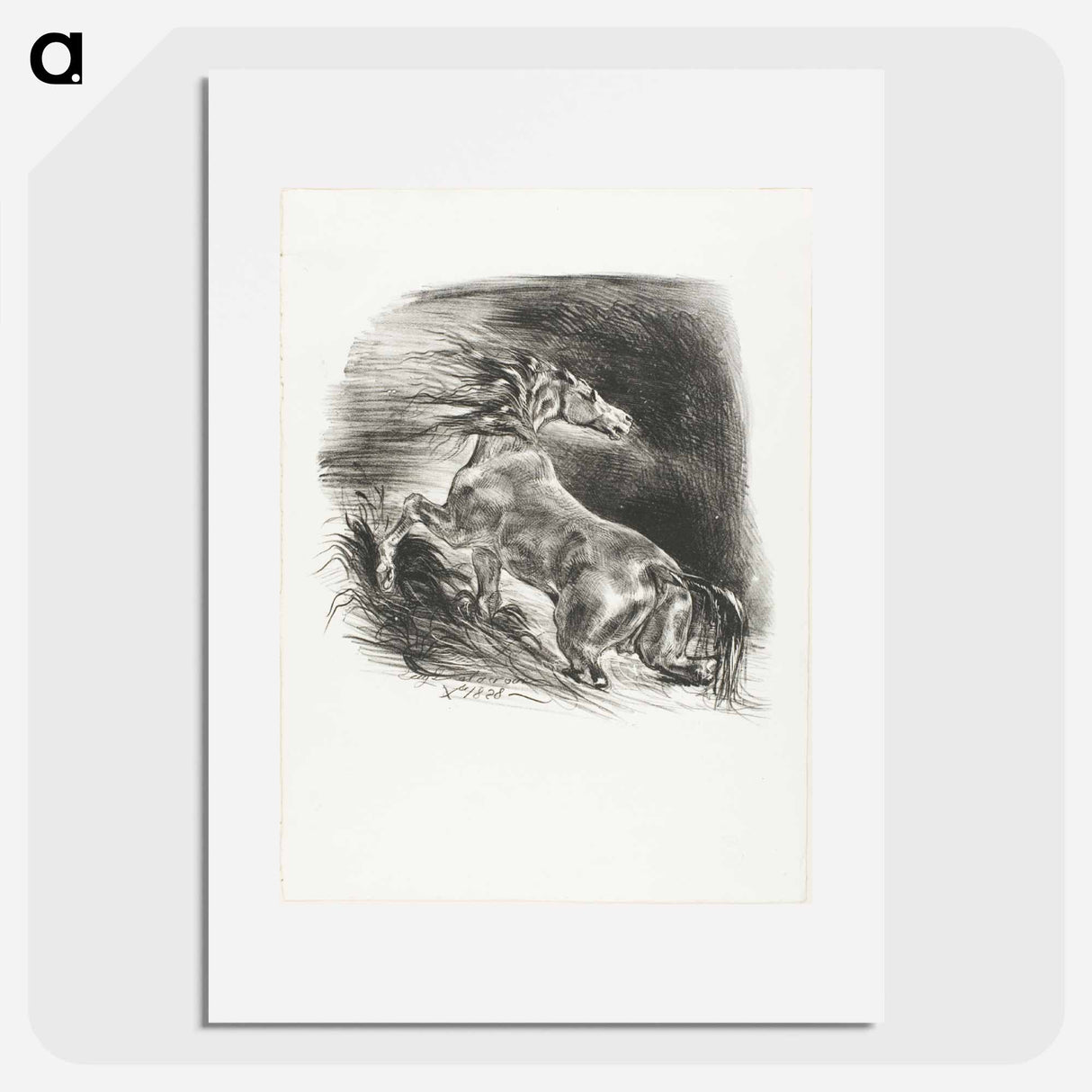 Wild Horse, or Frightened Horse Leaving the Water - ウジェーヌ ドラクロワ Poster.