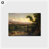 アートポストカード-Figures in an Ecuadorian Landscape - フレデリック エドウィン チャーチ Postcard.