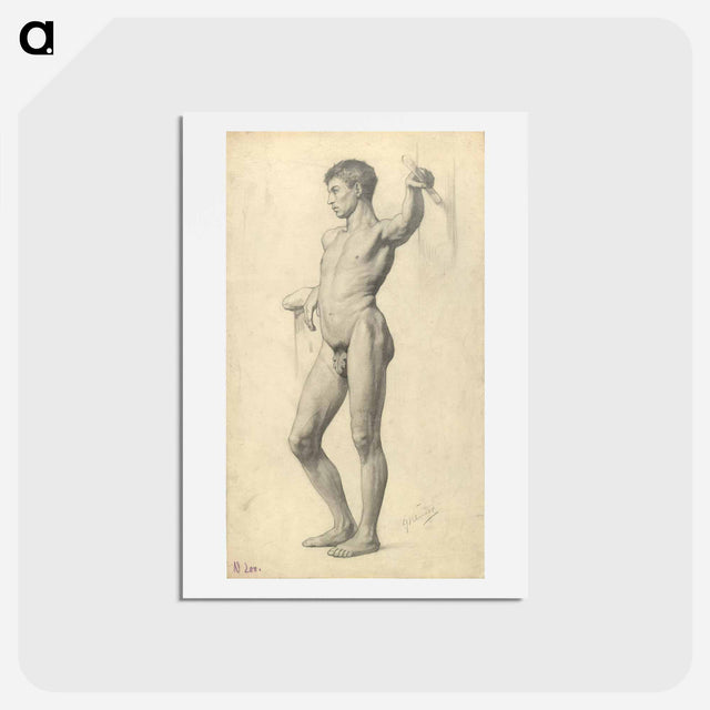 アートポストカード-Male Academy Nude - グスタフ クリムト Postcard.
