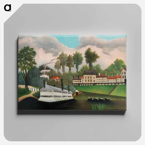 The Laundry Boat of Pont de Charenton - Henri Rousseau Canvas.