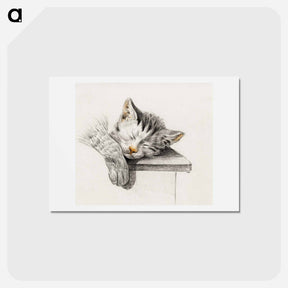 アートポストカード-Sketch of a sleeping cat - ジャン ベルナール Postcard.