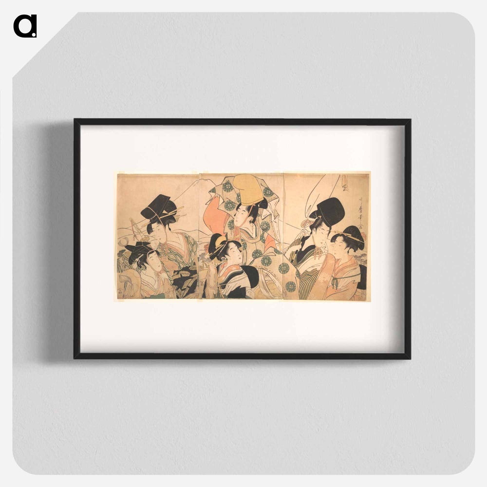 Narihira's Journey to the East - 喜多川 歌麿 Poster.