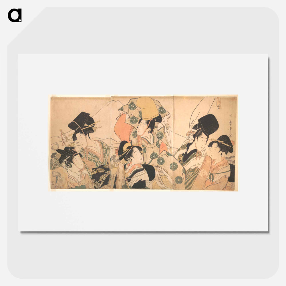 Narihira's Journey to the East - 喜多川 歌麿 Poster.