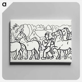 アートパネル-Horses and men - レオ ヘステル Canvas.