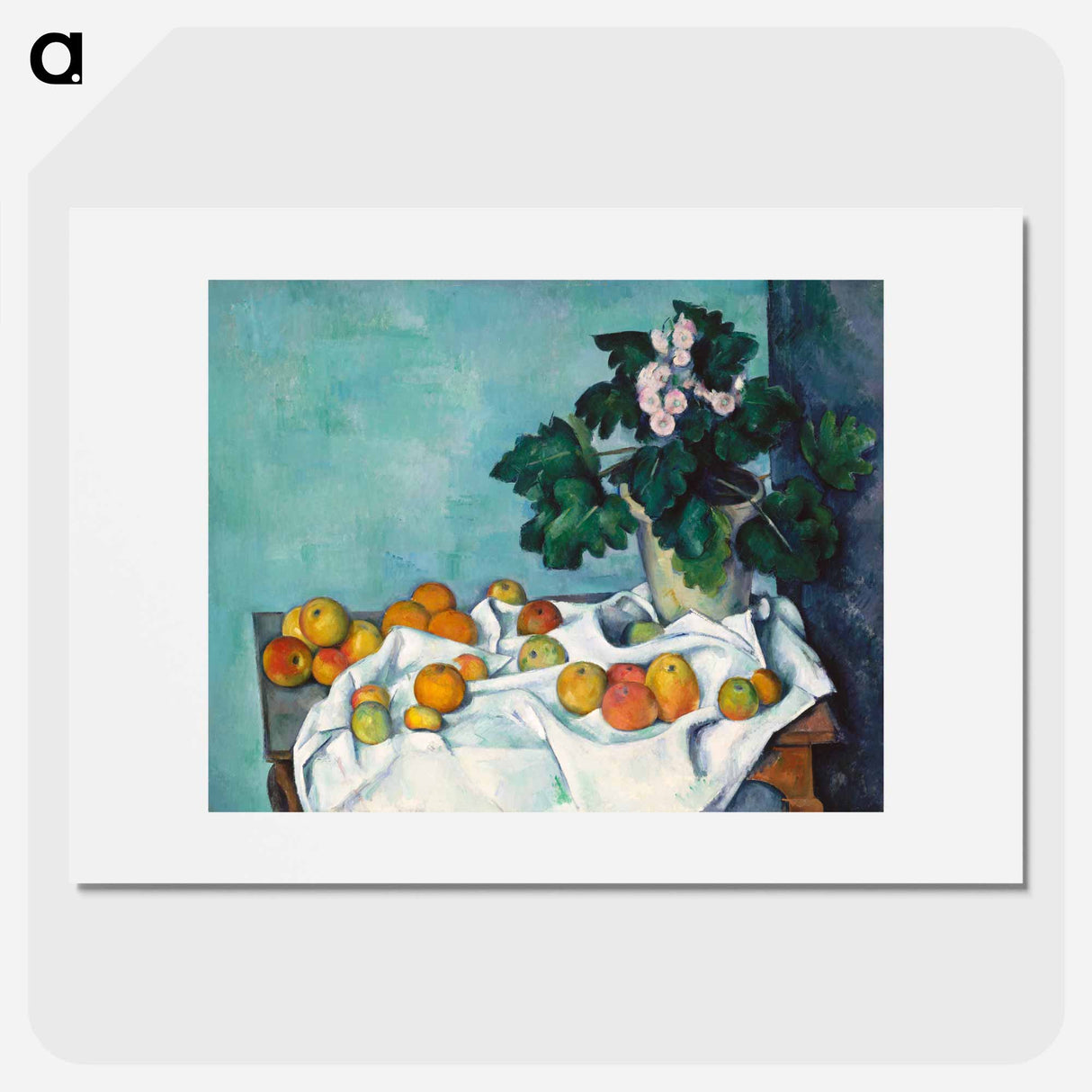 Still Life with Apples and a Pot of Primroses - Paul Cezanne Poster.