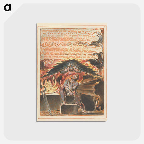 アートポストカード-Jerusalem, Plate 6, "His Spectre driv'n" - ウィリアム ブレイク Postcard.