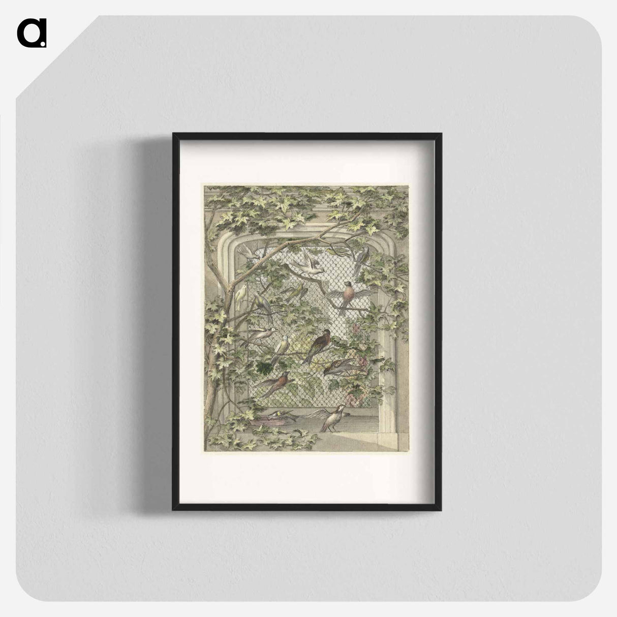 Volière met veertien vogels - アールト シューマン Poster.