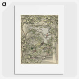Volière met veertien vogels - アールト シューマン Poster.