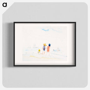 アートポスター-Two Women and Child on Beach - チャールズ デムス Poster.