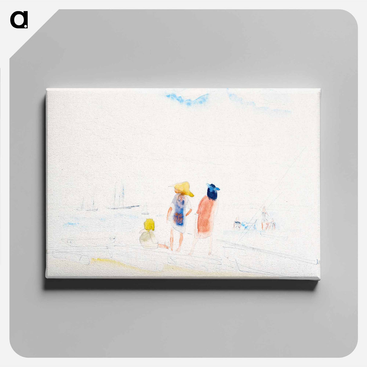 Two Women and Child on Beach - チャールズ デムス Canvas.