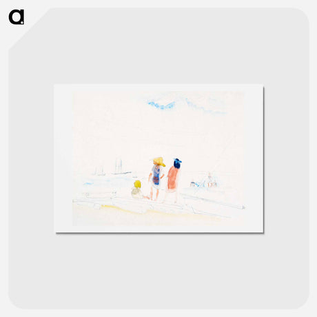 アートポストカード-Two Women and Child on Beach - チャールズ デムス Postcard.