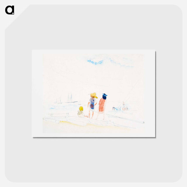 アートポストカード-Two Women and Child on Beach - チャールズ デムス Postcard.
