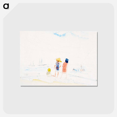 アートポストカード-Two Women and Child on Beach - チャールズ デムス Postcard.