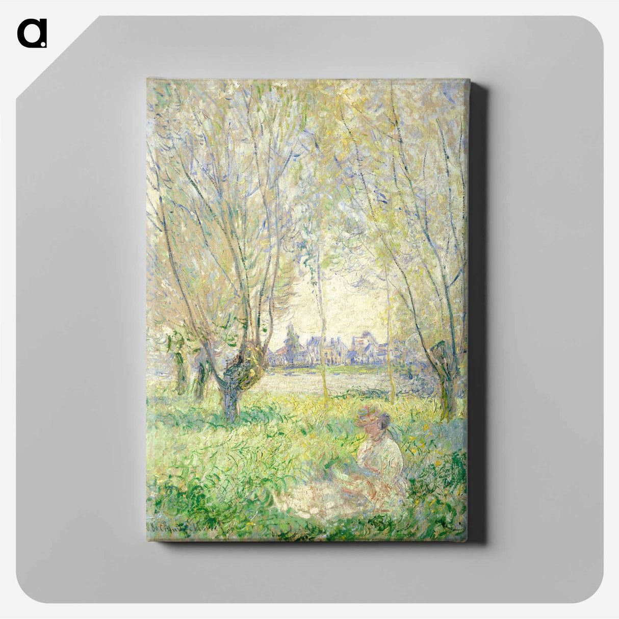 Woman Seated under the Willows - クロード モネ Canvas.