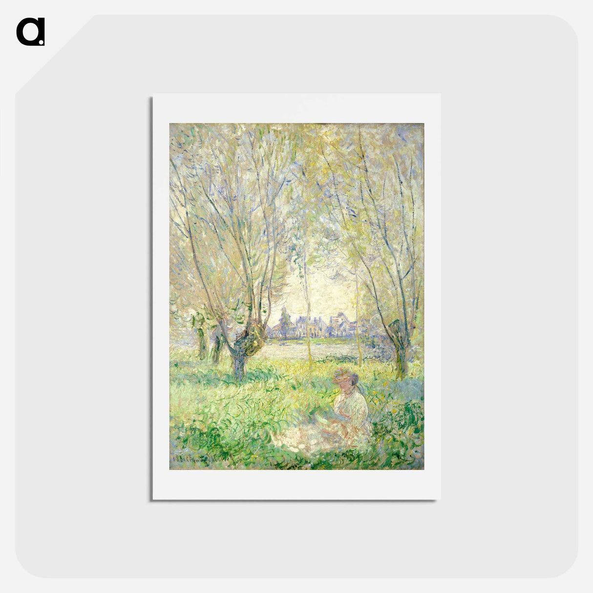 Woman Seated under the Willows - クロード モネ Postcard.