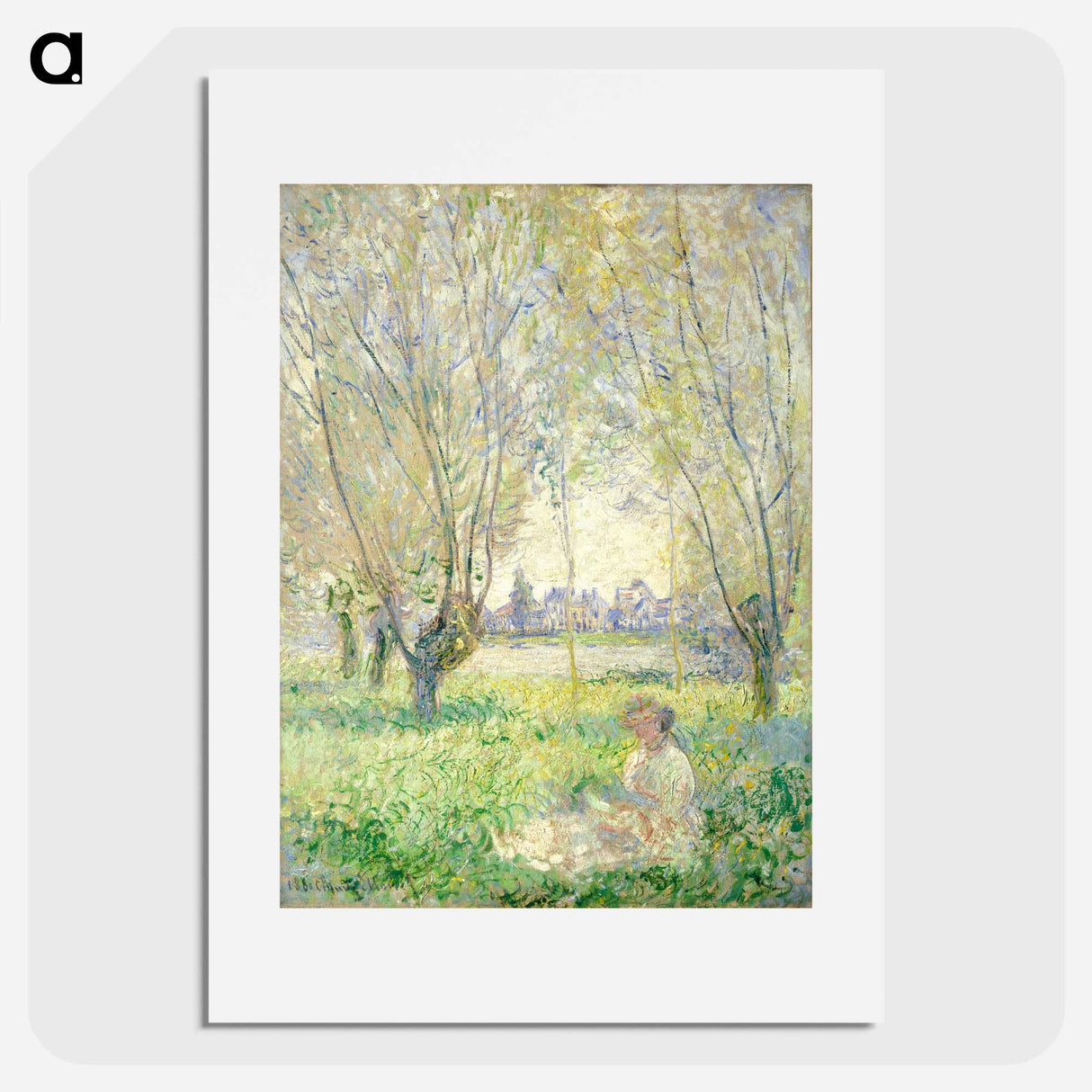 Woman Seated under the Willows - クロード モネ Poster.