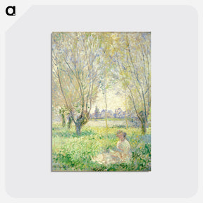 アートポストカード-Woman Seated under the Willows - クロード モネ Postcard.