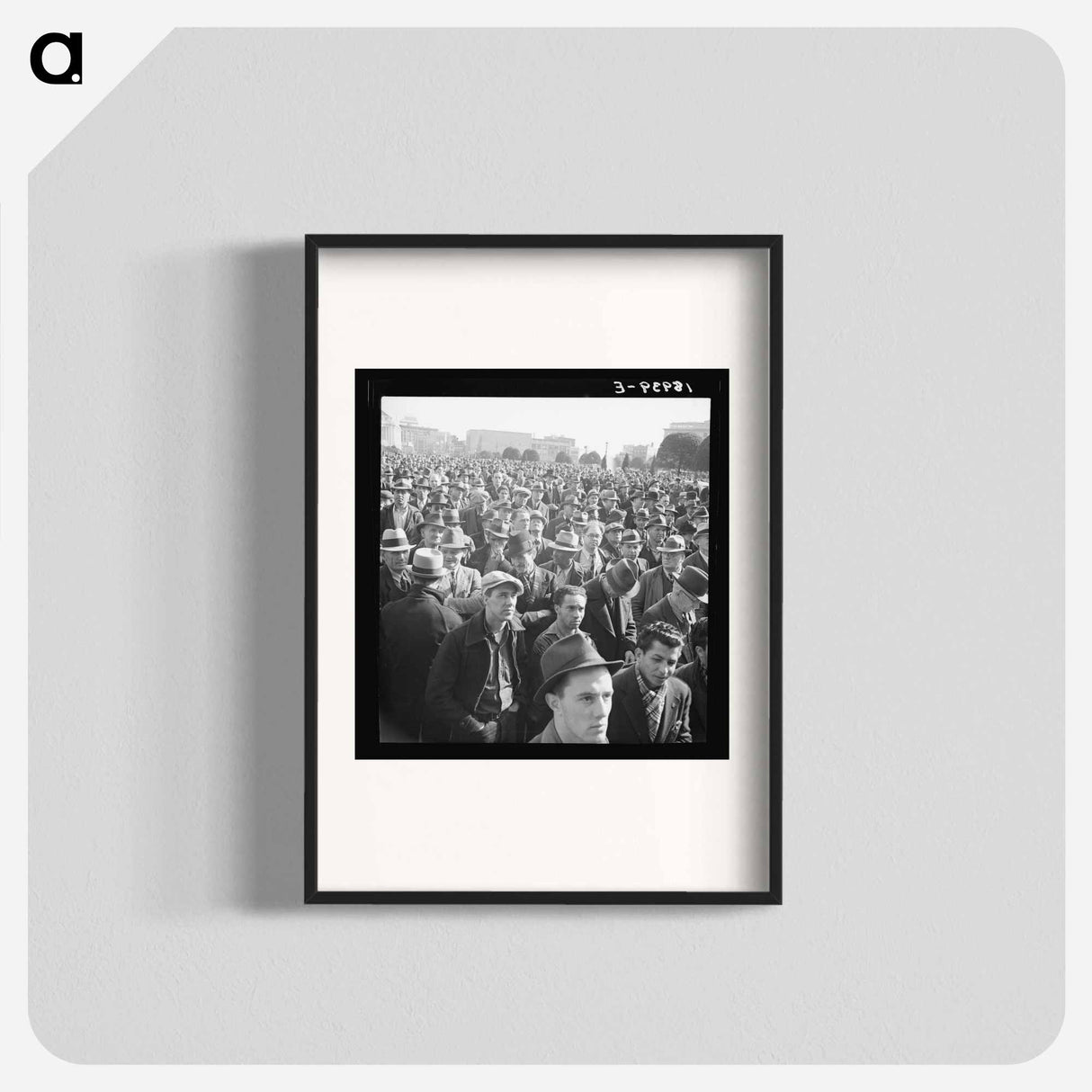 Listening to speeches at mass meeting of Works Progress Administration (WPA) workers protesting congressional cut of relief appropriations. San Francisco, California - Dorothea Lange Poster.