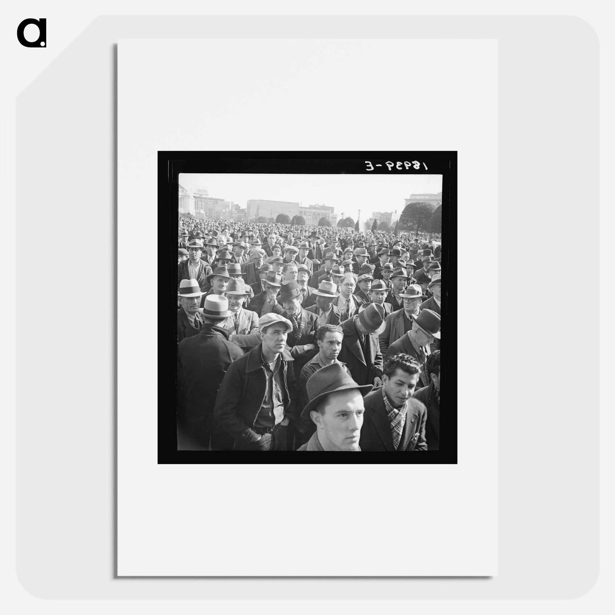 Listening to speeches at mass meeting of Works Progress Administration (WPA) workers protesting congressional cut of relief appropriations. San Francisco, California - ドロテア ラング Poster.