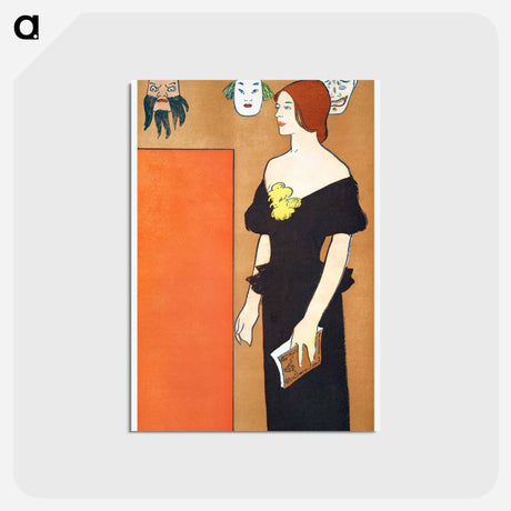 アートポストカード-Woman in black dress - エドワード ペンフィールド Postcard.