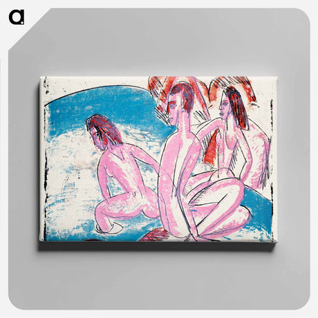 アートパネル-Three Bathers by Stones - エルンスト ルートヴィヒ キルヒナー Canvas.