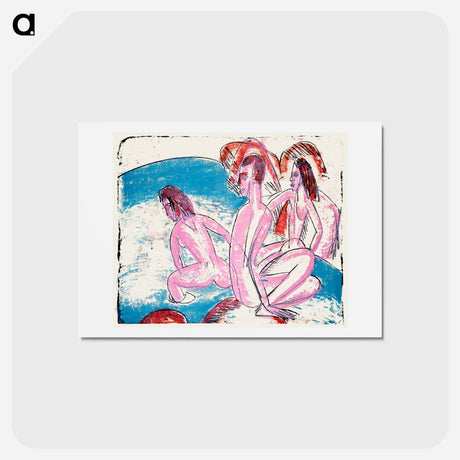 アートポストカード-Three Bathers by Stones - エルンスト ルートヴィヒ キルヒナー Postcard.