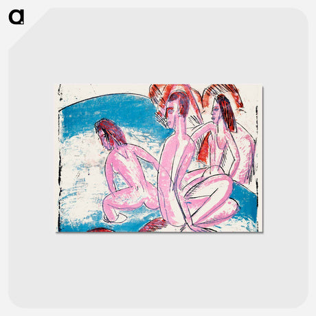 アートポストカード-Three Bathers by Stones - エルンスト ルートヴィヒ キルヒナー Postcard.