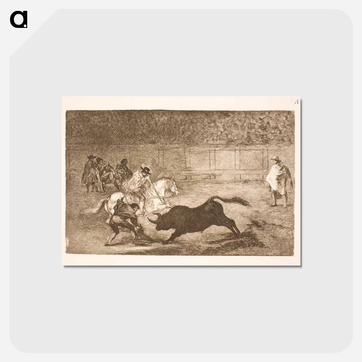 アートポストカード-A Spanish rider breaks short spears with the help of his seconds - フランシスコ デ ゴヤ Postcard.