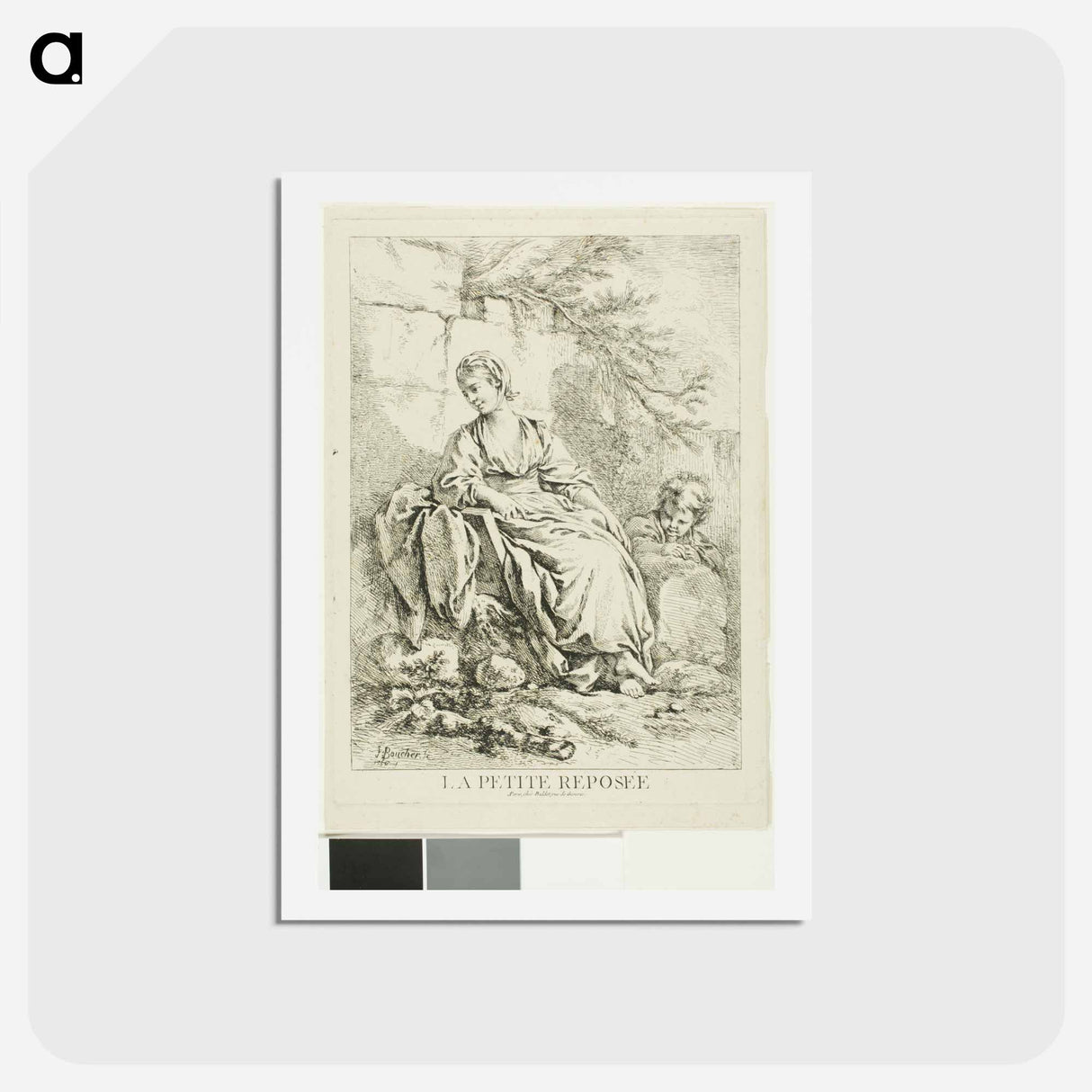 アートポストカード-Young Woman Resting - フランソワ ブーシェ Postcard.