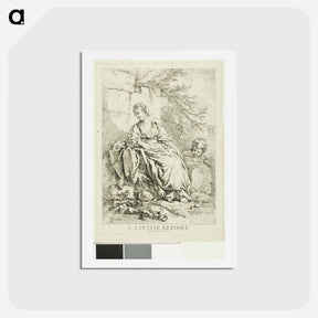 アートポストカード-Young Woman Resting - フランソワ ブーシェ Postcard.