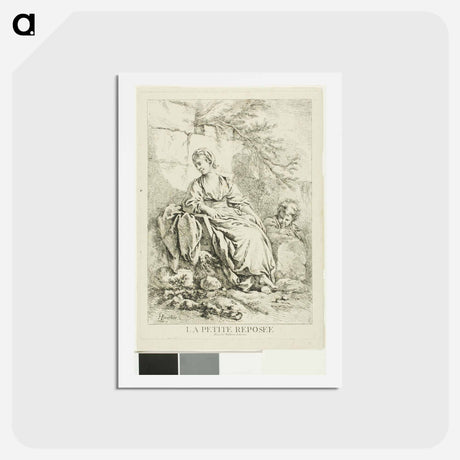 アートポストカード-Young Woman Resting - フランソワ ブーシェ Postcard.