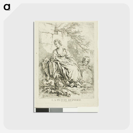 アートポストカード-Young Woman Resting - フランソワ ブーシェ Postcard.