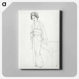 アートパネル-Standing Woman Stroking a Deer
 - 橋口 五葉 Canvas.