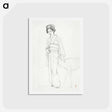 アートポストカード-Standing Woman Stroking a Deer
 - 橋口 五葉 Postcard.