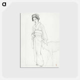 アートポストカード-Standing Woman Stroking a Deer
 - 橋口 五葉 Postcard.