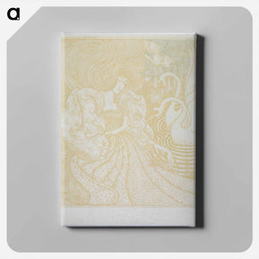 アートパネル-Woman with a Butterfly at a Pond with Two Swans - ヤン・トゥーロップ Canvas.