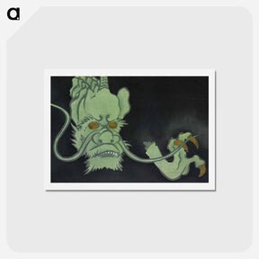 アートポストカード-Golden eyed monster from Momoyogusa–Flowers of a Hundred Generations - 神坂 雪佳 Postcard.