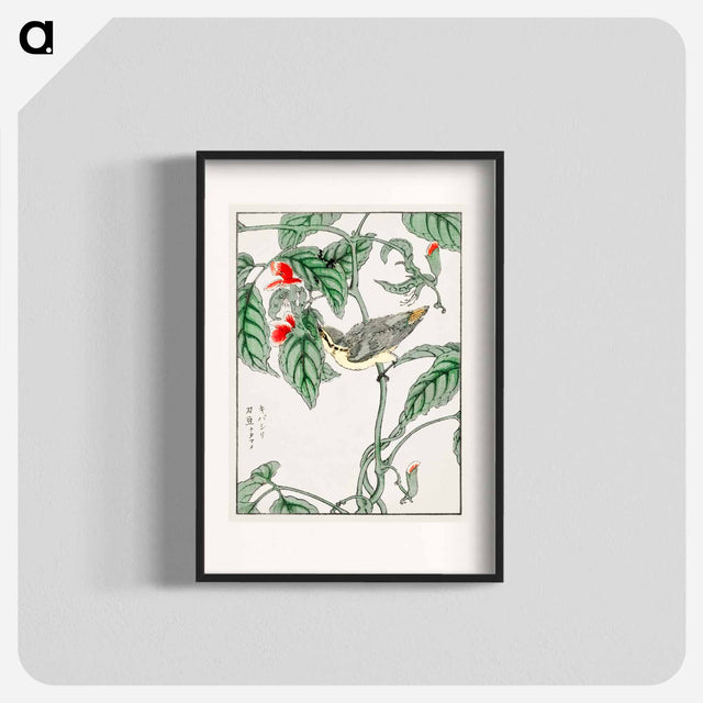 アートポスター-Japanese Tree-creeper and Pea
 - 鳥類図鑑 Poster.