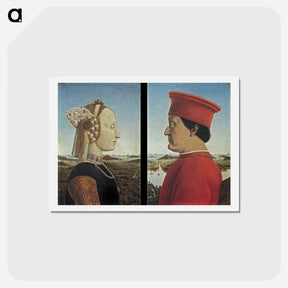 アートポストカード-Portraits Federico da Montefeltro and Battista Sforza - ピエロ デラ フランチェスカ Postcard.