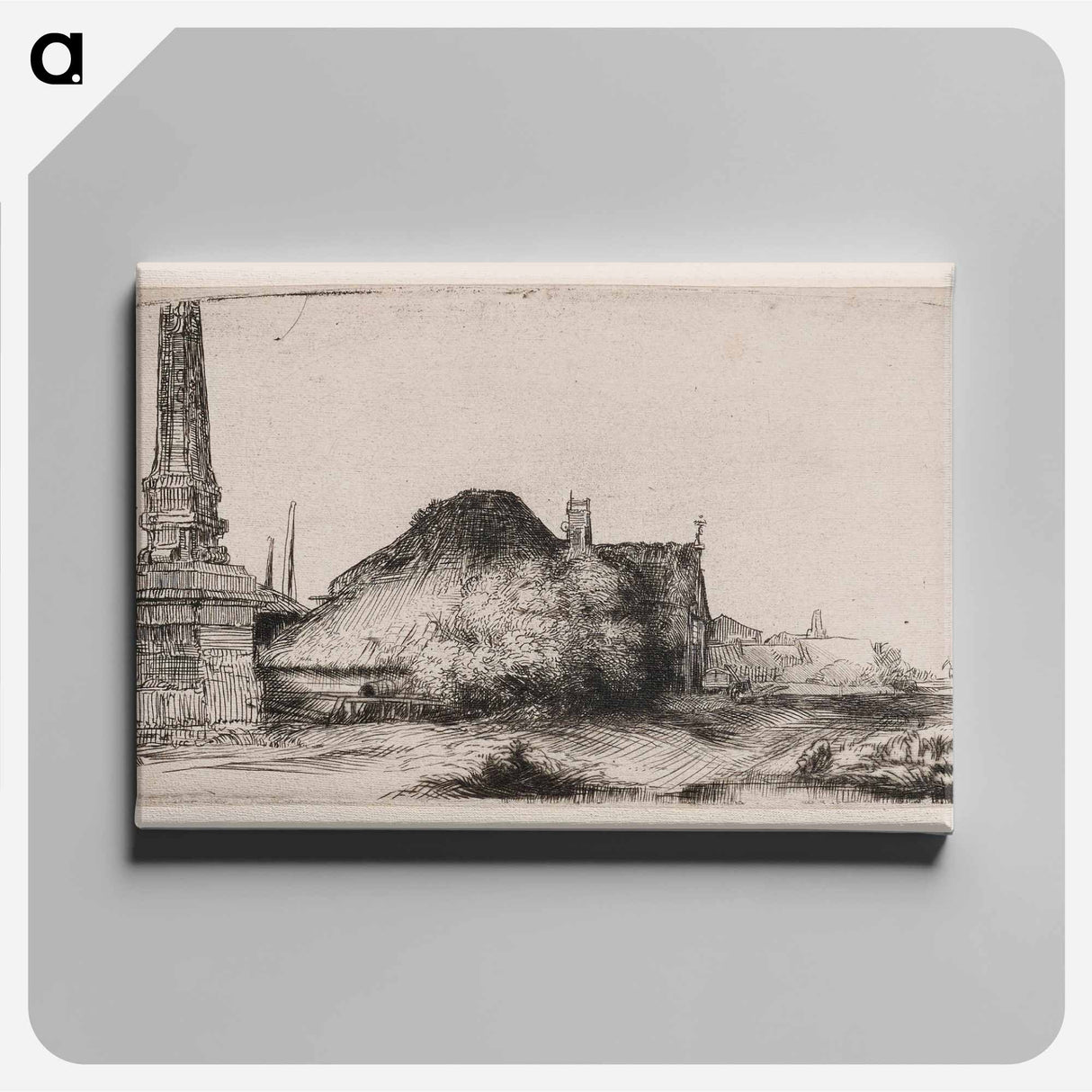 Landscape with an Obelisk - Rembrandt van Rijn Canvas.