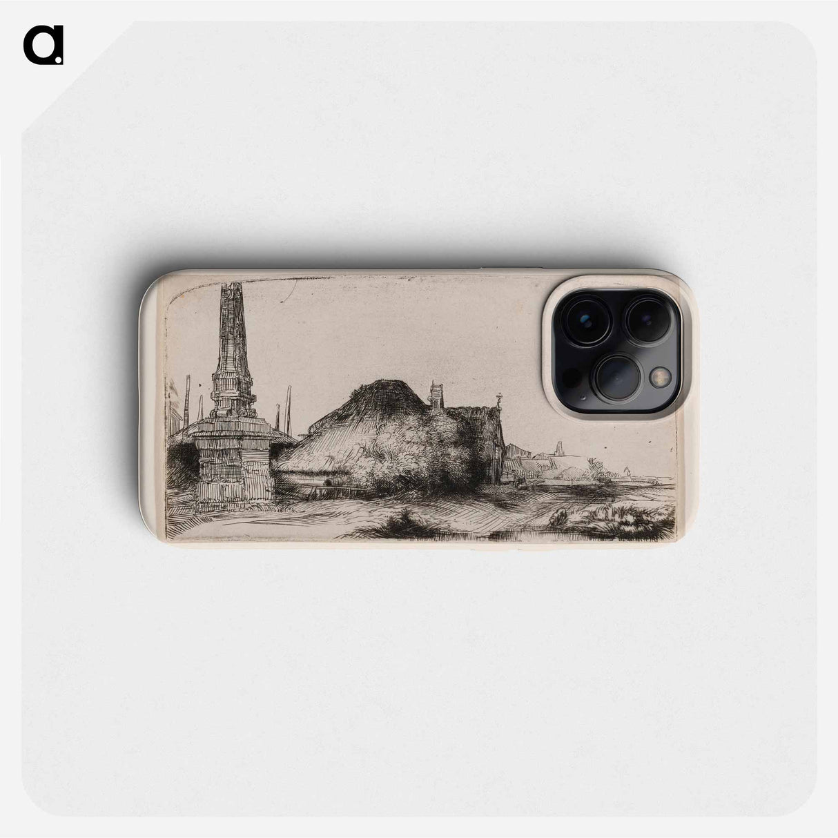 Landscape with an Obelisk - Rembrandt van Rijn Phone Case.