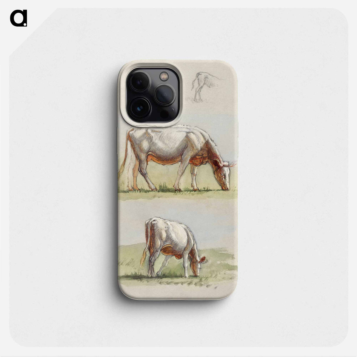 Cattle, Two Grazing Cows and the Bucks of Calves - Samuel Coleman Phone Case.