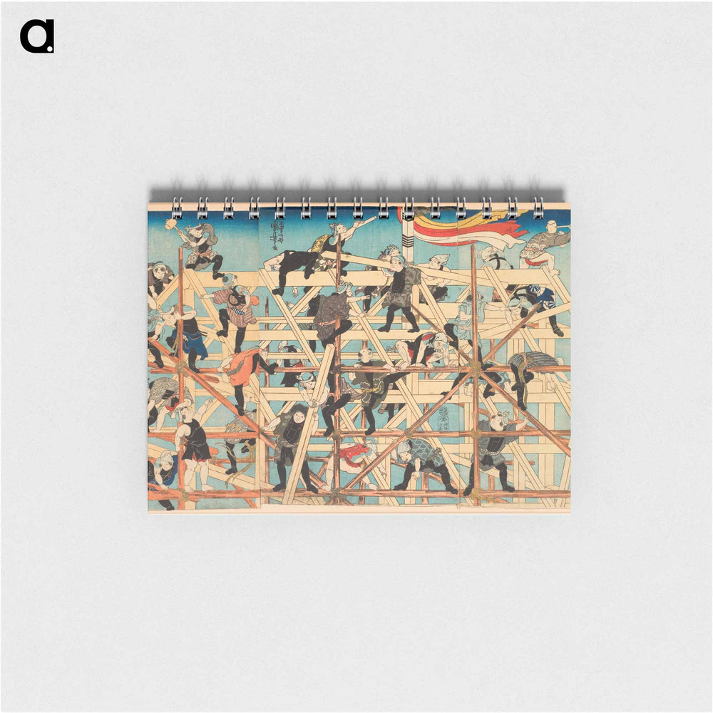 Children Setting up the Framework of a Storehouse - 歌川 国芳 Memo.