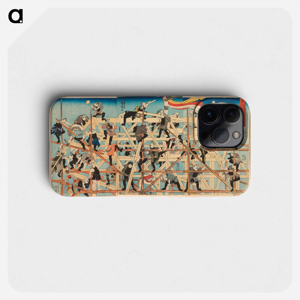 Children Setting up the Framework of a Storehouse - 歌川 国芳 Phone Case.