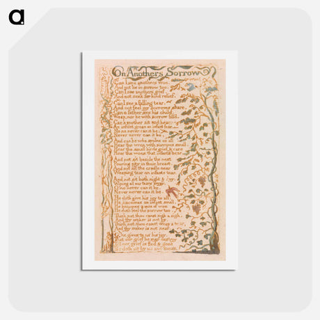 アートポストカード-On Anothers Sorrow - ウィリアム ブレイク Postcard.